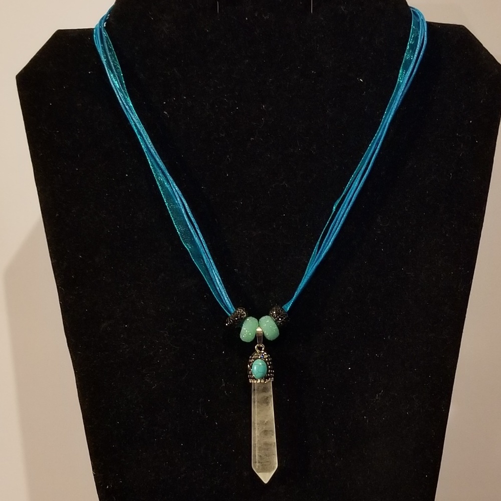 Rock Crystal Pave Crystal Pendulum Necklace